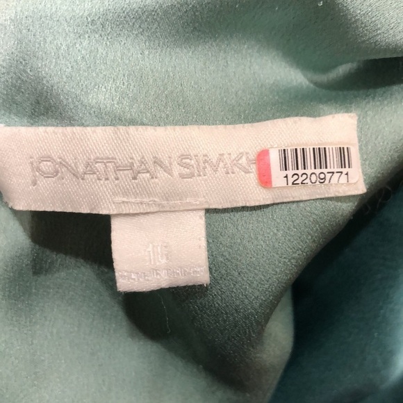 Jonathan Simkhai Midi Dress Size 16 Jade Green Ruched Sleeve Fit And Flare - Picture 7 of 11